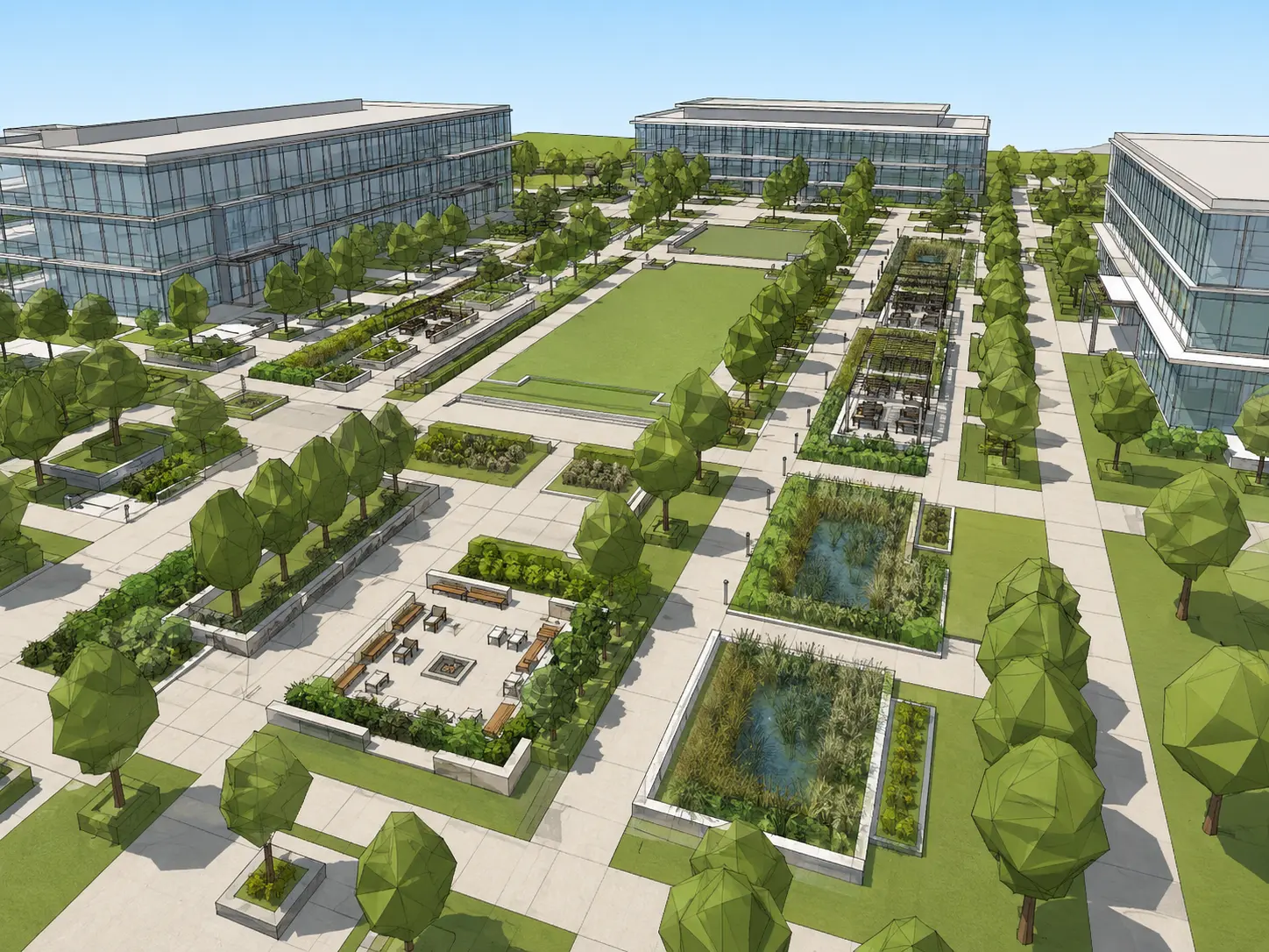 Office Campus → Realistic Site Plan